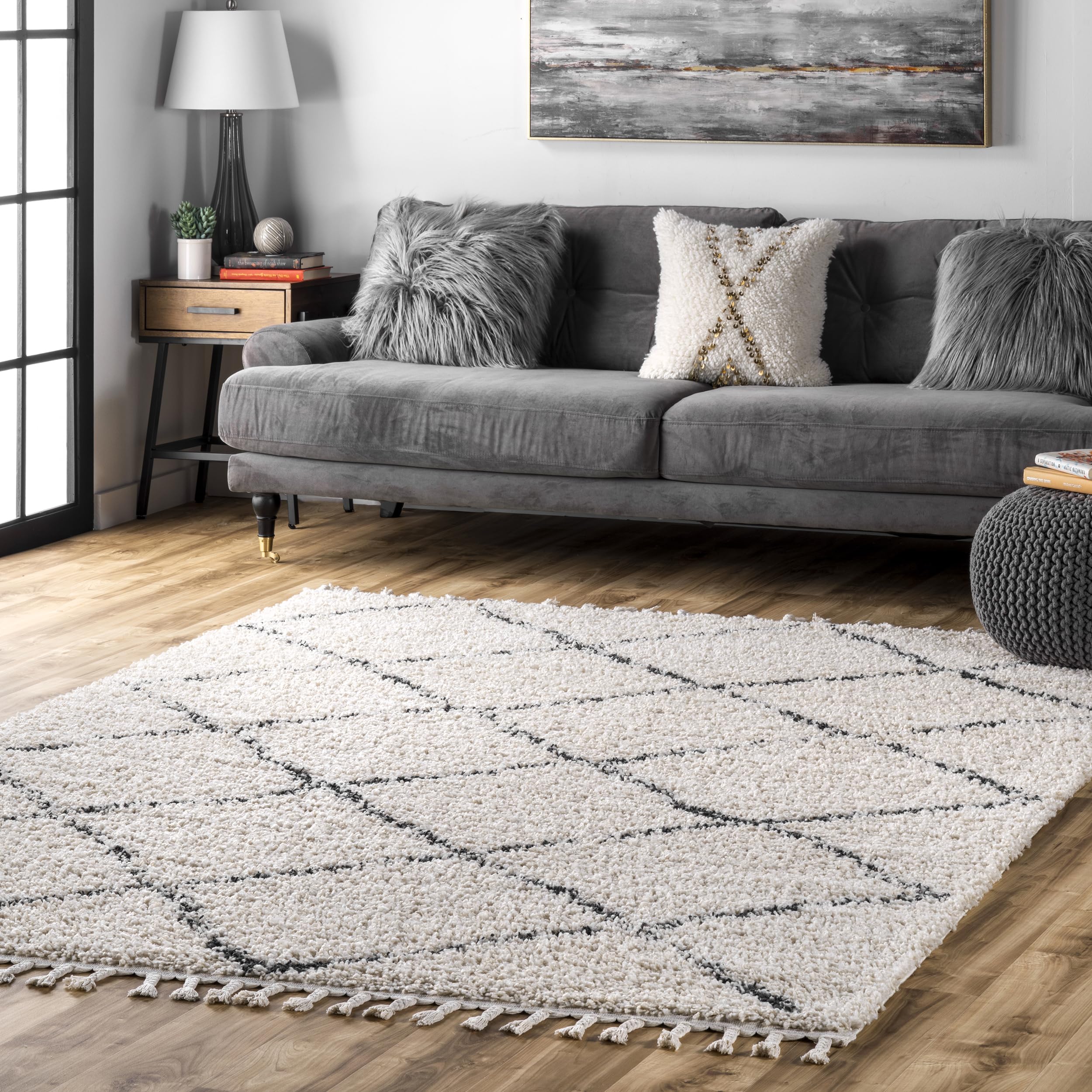 Amazon.com: nuLOOM Jessie Moroccan Lattice Tassel Area Rug, 5